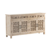 Indian Handmade Solid Wood 4 Doors & Drawers  Carved Sideboard